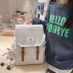 Colorblock Flap School Backpack Rucksack Casual Daypack