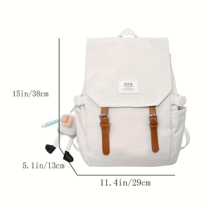 Colorblock Flap School Backpack Rucksack Casual Daypack