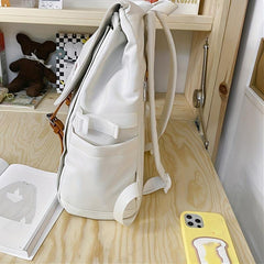 Colorblock Flap School Backpack Rucksack Casual Daypack