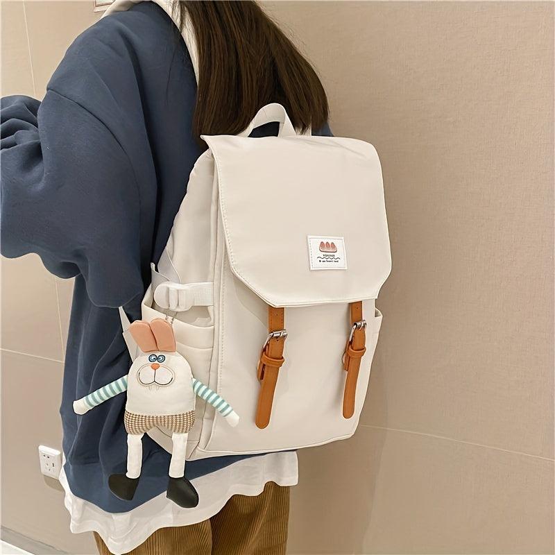 Colorblock Flap School Backpack Rucksack Casual Daypack