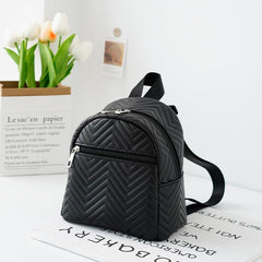 Women's Quilted Backpack Small Shoulder Bag Solid Daypack