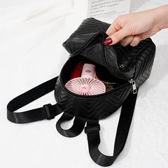 Women's Quilted Backpack Small Shoulder Bag Solid Daypack