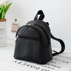 Women's Quilted Backpack Small Shoulder Bag Solid Daypack