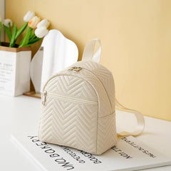 Women's Quilted Backpack Small Shoulder Bag Solid Daypack