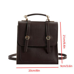 Vintage Preppy Flap School Bag Solid Retro Backpack All Match