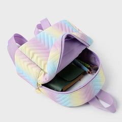 Rainbow Colorful Zipper Backpack Stylish Storage Daypack Bag