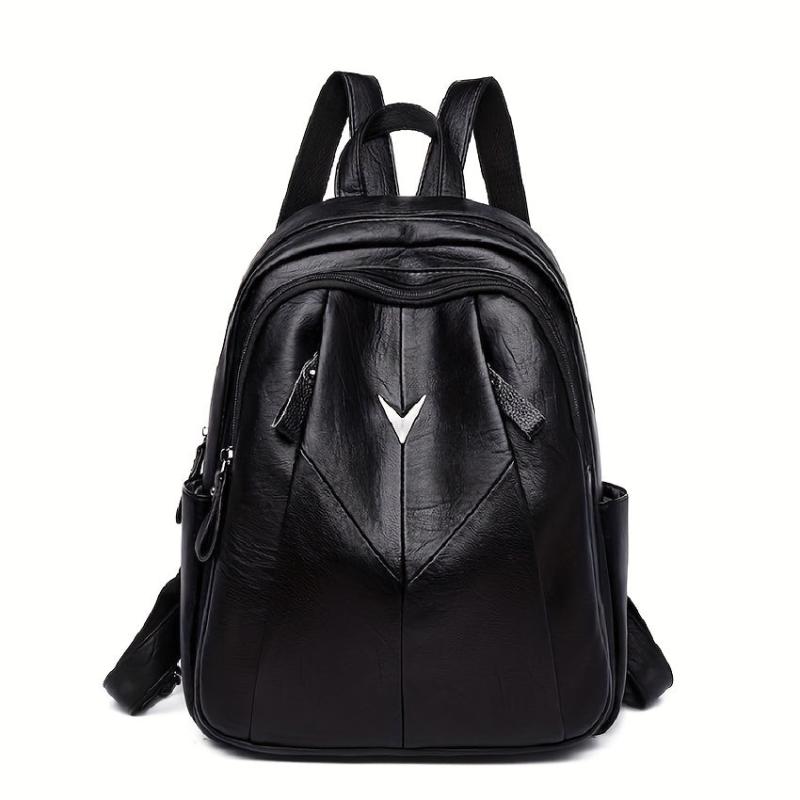 Large Capacity PU Leather Casual Backpack School Bag & Purse
