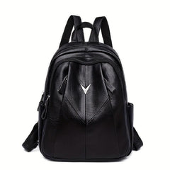 Large Capacity PU Leather Casual Backpack School Bag & Purse