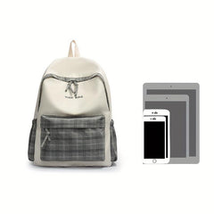 Colorblock School Bag Large Capacity Backpack