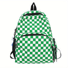 Checkered Student Backpack Preppy Style Bookbag Casual Travel Schoolbag