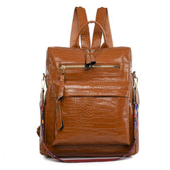 Crocodile Embossed Backpack Women's Work Bag