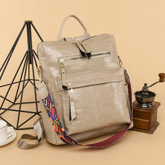 Crocodile Embossed Backpack Women's Work Bag