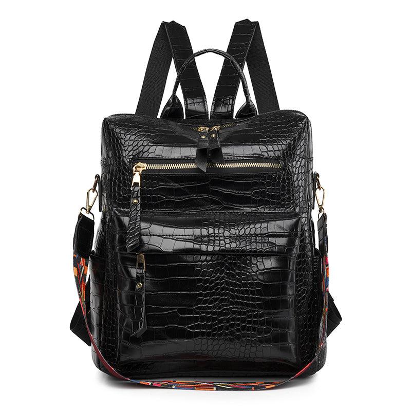 Crocodile Embossed Backpack Women's Work Bag