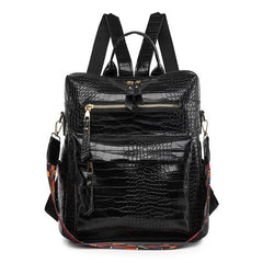 Crocodile Embossed Backpack Women's Work Bag