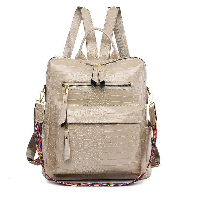 Crocodile Embossed Backpack Women's Work Bag