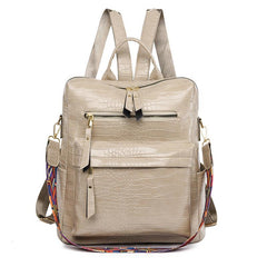 Crocodile Embossed Backpack Women's Work Bag