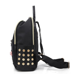 Dragonfly Embroidery Backpack Women's Floral Pattern Bookbag