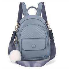 Chevron Pattern Backpack Purse Pompom Decor Travel School Bag 10 6 8 7 4inch