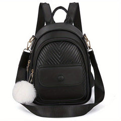 Chevron Pattern Backpack Purse Pompom Decor Travel School Bag 10 6 8 7 4inch