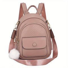 Chevron Pattern Backpack Purse Pompom Decor Travel School Bag 10 6 8 7 4inch