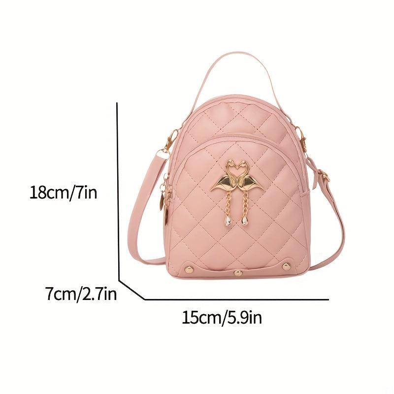 Argyle Pattern Mini Zipper Backpack Women's Bags
