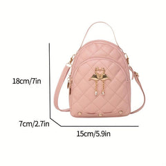 Argyle Pattern Mini Zipper Backpack Women's Bags