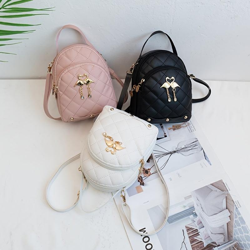 Argyle Pattern Mini Zipper Backpack Women's Bags