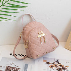 Argyle Pattern Mini Zipper Backpack Women's Bags