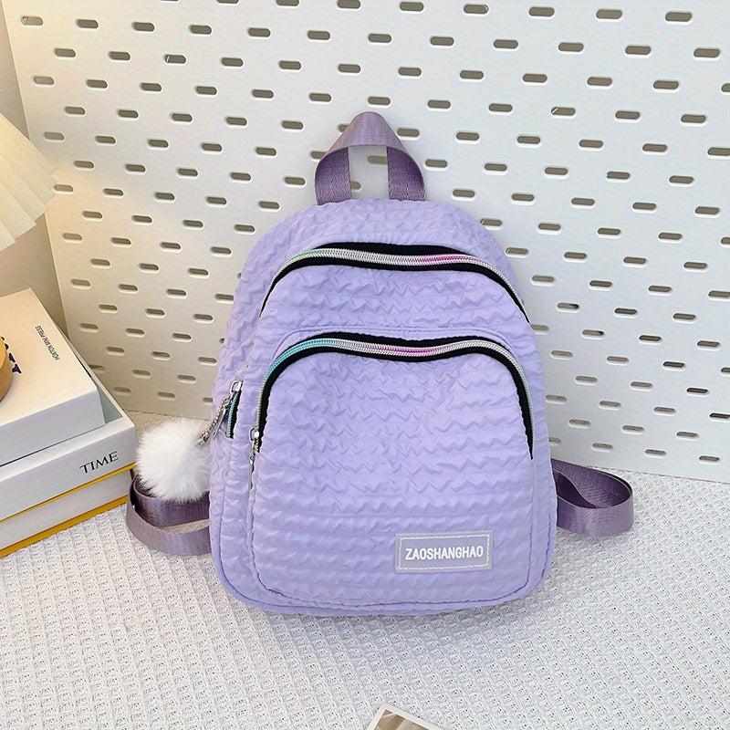 Ruched Backpack For Women Ombre Zipper School Bag Casual Nylon Travel Daypack