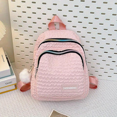Ruched Backpack For Women Ombre Zipper School Bag Casual Nylon Travel Daypack
