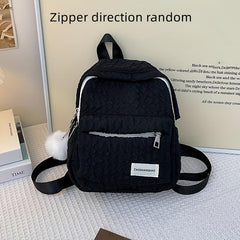 Ruched Backpack For Women Ombre Zipper School Bag Casual Nylon Travel Daypack