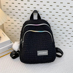 Ruched Backpack For Women Ombre Zipper School Bag Casual Nylon Travel Daypack
