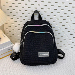 Ruched Backpack For Women Ombre Zipper School Bag Casual Nylon Travel Daypack