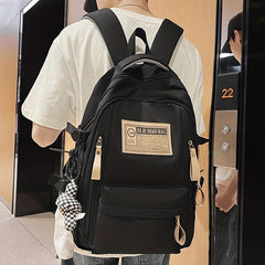 Letter Patch Decor Backpack Preppy Style School Bag Large Capacity