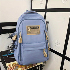 Letter Patch Decor Backpack Preppy Style School Bag Large Capacity