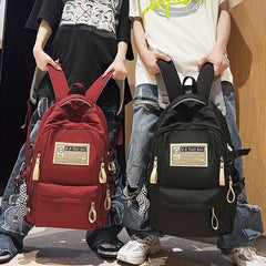 Letter Patch Decor Backpack Preppy Style School Bag Large Capacity