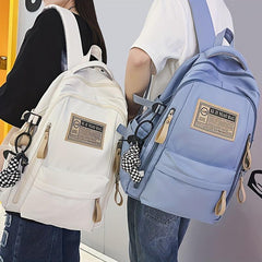 Letter Patch Decor Backpack Preppy Style School Bag Large Capacity