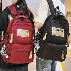 Letter Patch Decor Backpack Preppy Style School Bag Large Capacity