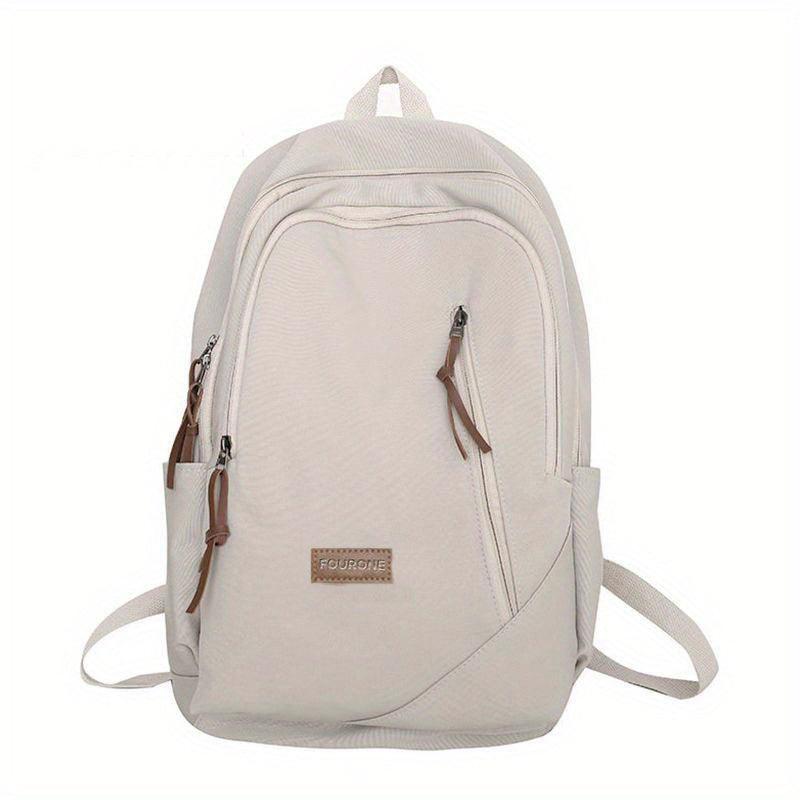 Large Capacity Casual Backpack Solid Nylon Travel Knapsack Layer Zipper