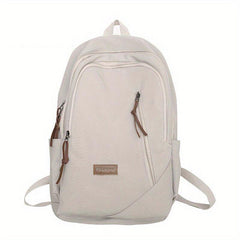 Large Capacity Casual Backpack Solid Nylon Travel Knapsack Layer Zipper