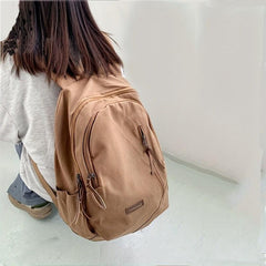 Large Capacity Casual Backpack Solid Nylon Travel Knapsack Layer Zipper