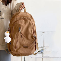 Large Capacity Casual Backpack Solid Nylon Travel Knapsack Layer Zipper