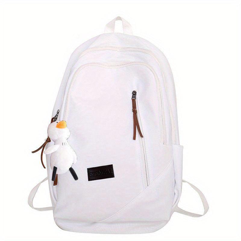 Large Capacity Casual Backpack Solid Nylon Travel Knapsack Layer Zipper