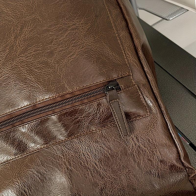 Stylish PU Leather Backpack Large Capacity Travel School Bag