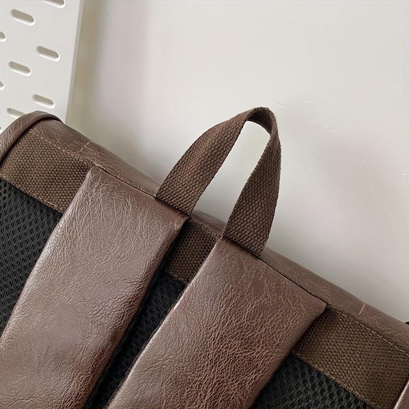 Stylish PU Leather Backpack Large Capacity Travel School Bag