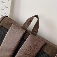 Stylish PU Leather Backpack Large Capacity Travel School Bag