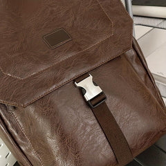 Stylish PU Leather Backpack Large Capacity Travel School Bag