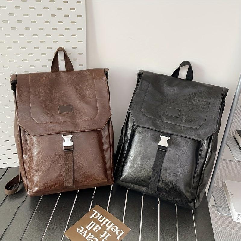 Stylish PU Leather Backpack Large Capacity Travel School Bag