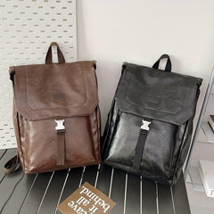 Stylish PU Leather Backpack Large Capacity Travel School Bag