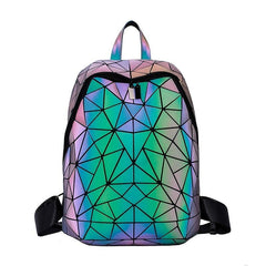 Geometric Backpack Luminous Holographic Reflective Bag